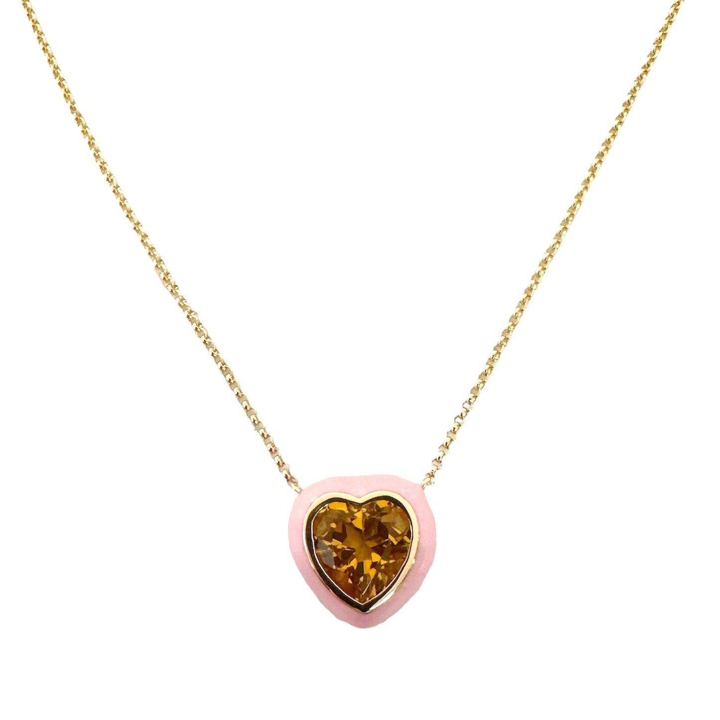 Enamel & Citrine Heart Necklace