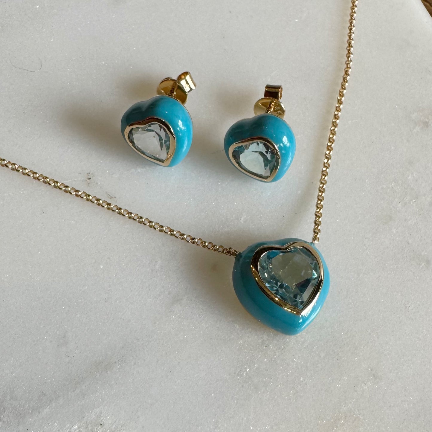 Enamel & Topaz Heart Necklace