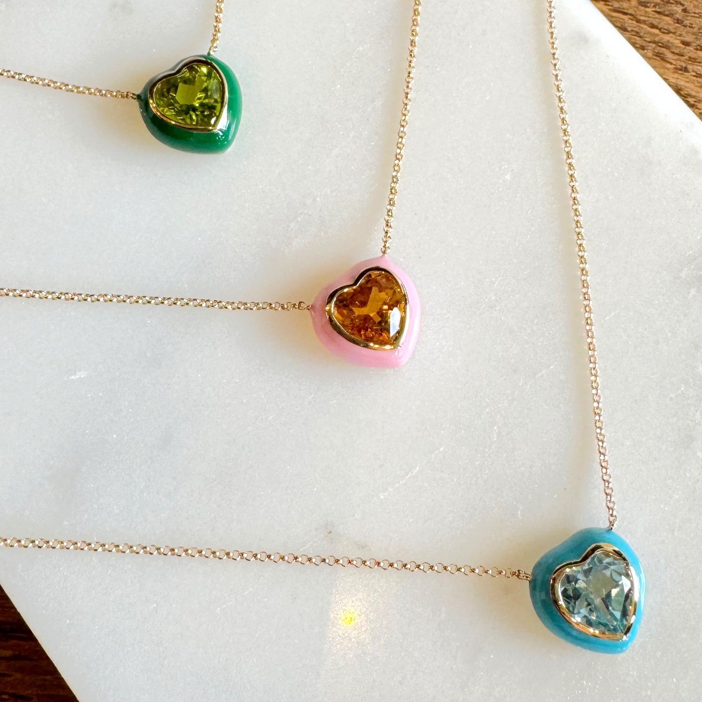 Enamel & Citrine Heart Necklace