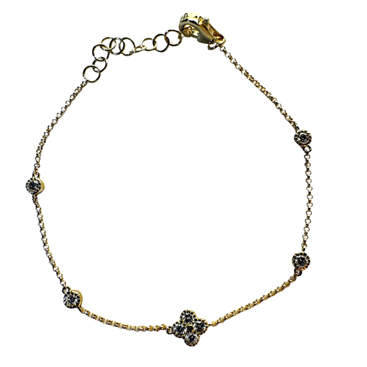 Diamond by the Yard Bracelet with Flower Center