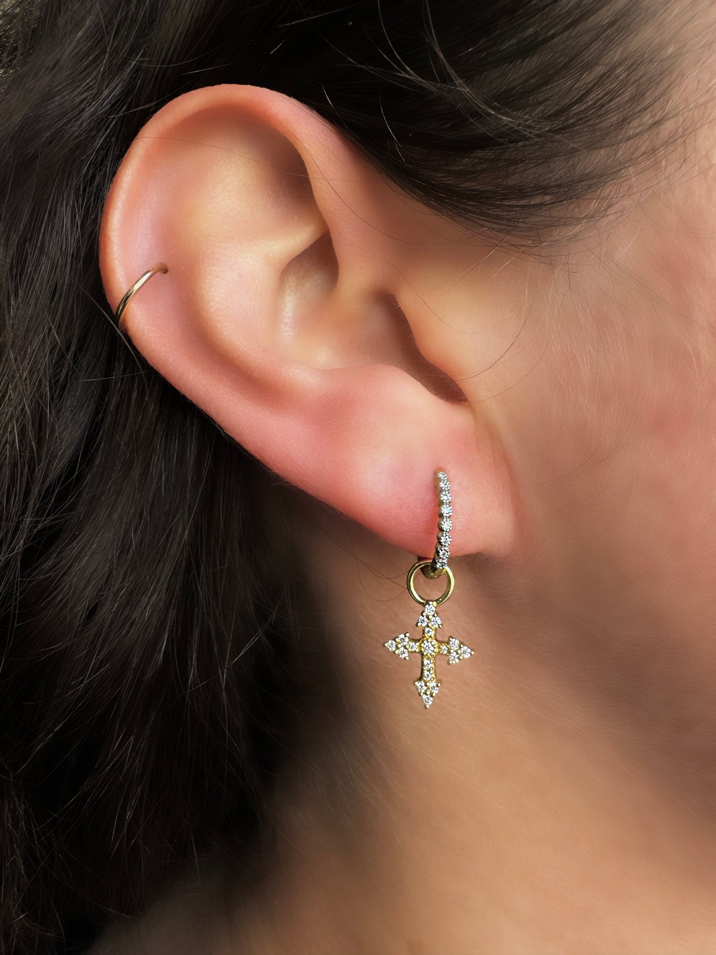 Provence Champagne Tiny Cross Earring Charms