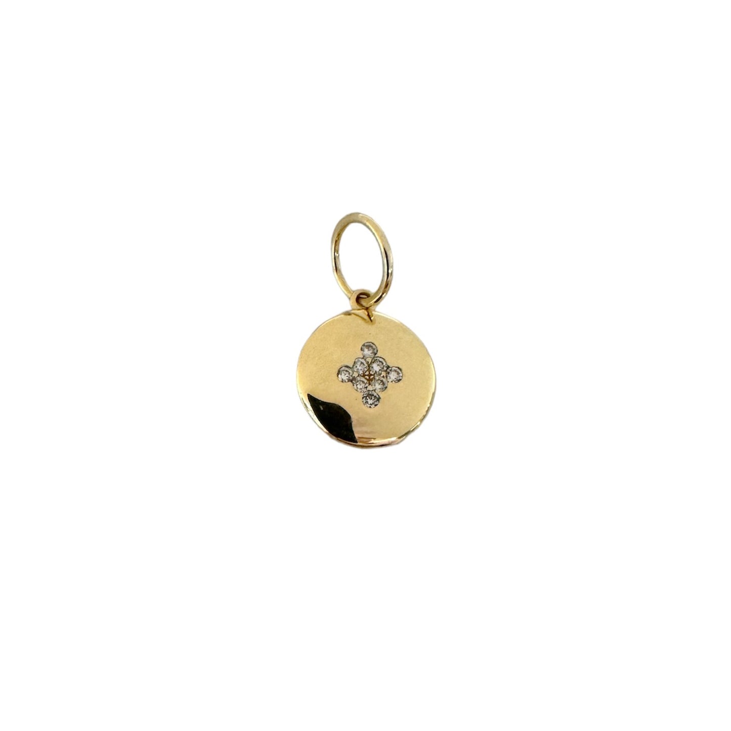 Double Sided Diamond & Gold Disc Pendant
