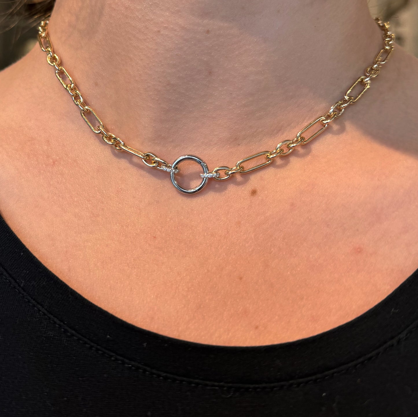 Mixed Metal Necklace with Enhancer