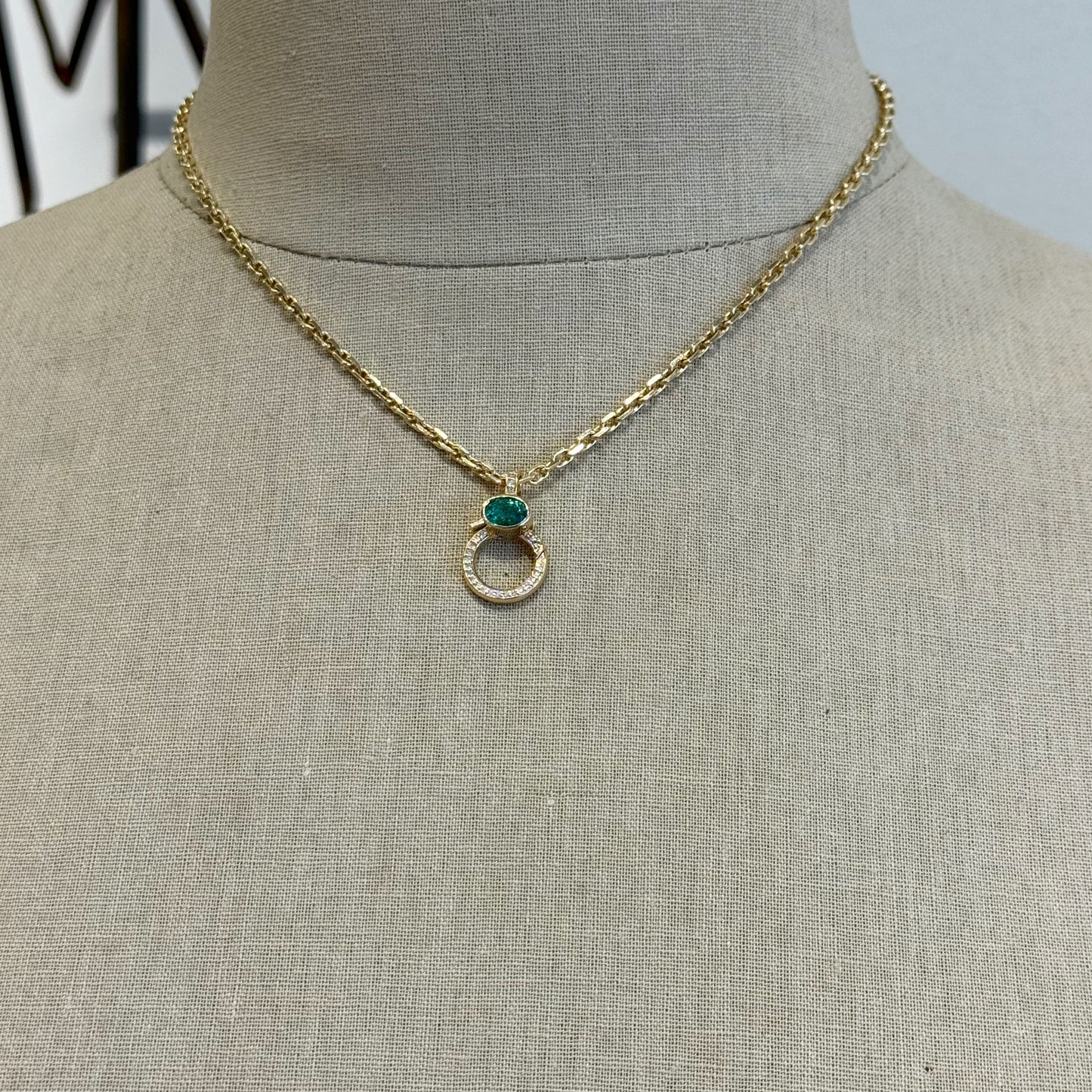 Diamond Enhancer Clasp with Emerald