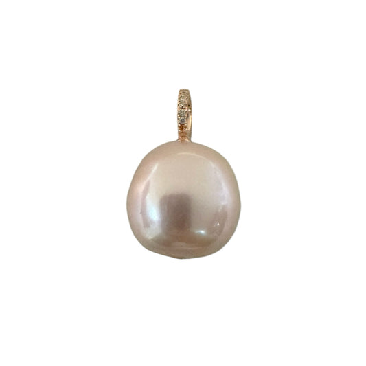 Diamond Pave Rose Gold Pearl Pendant