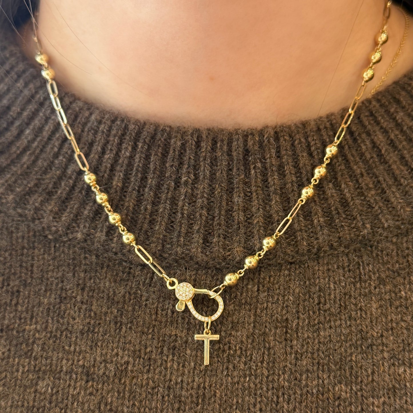 Gold "T" Initial Pendant