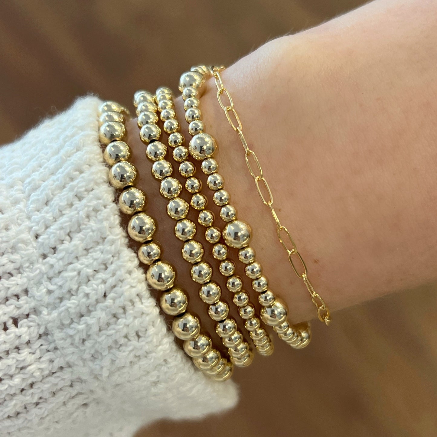 3mm Gold Bead Stretch Bracelet