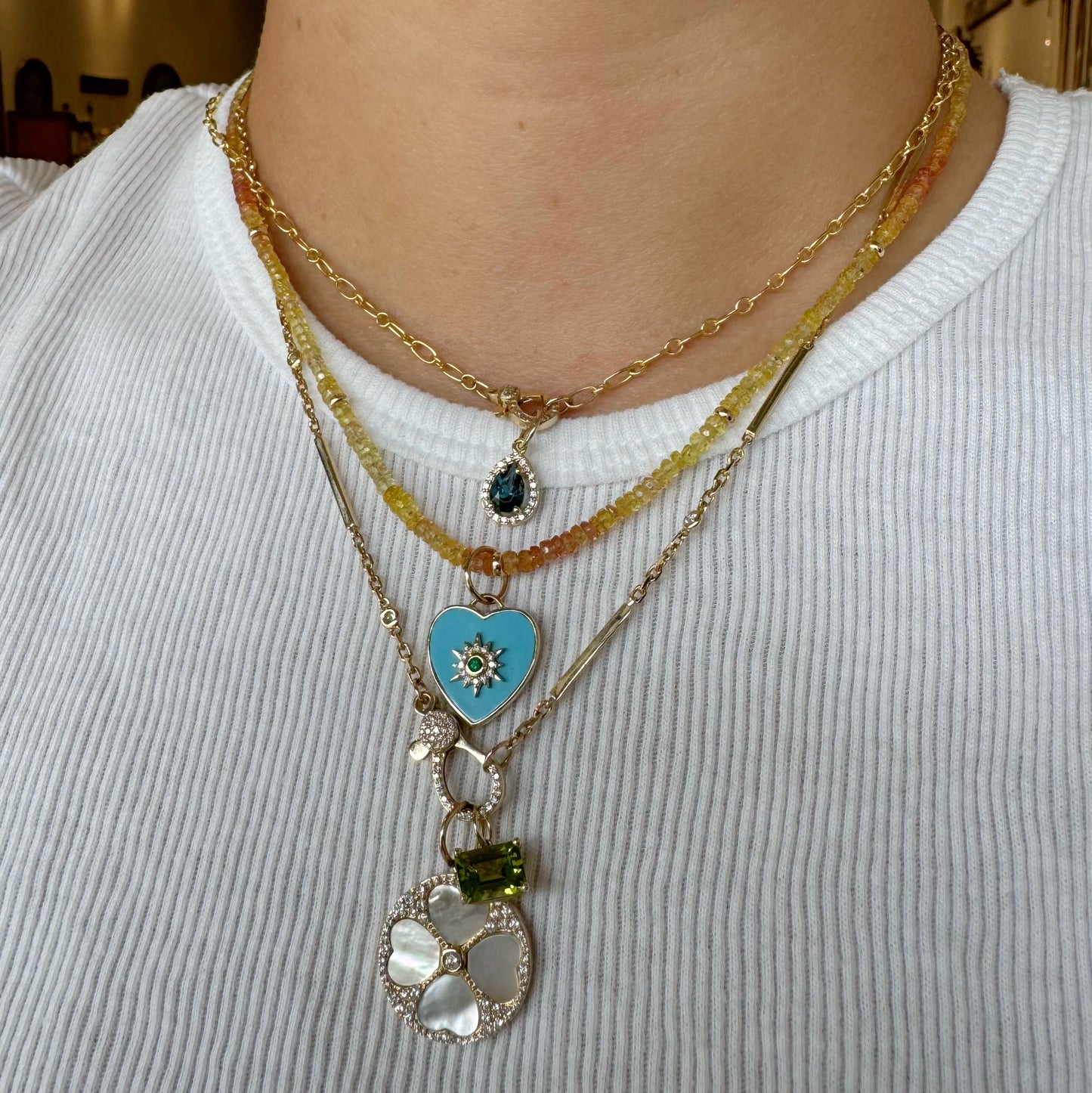 London Blue Topaz & Diamond Halo Pendant