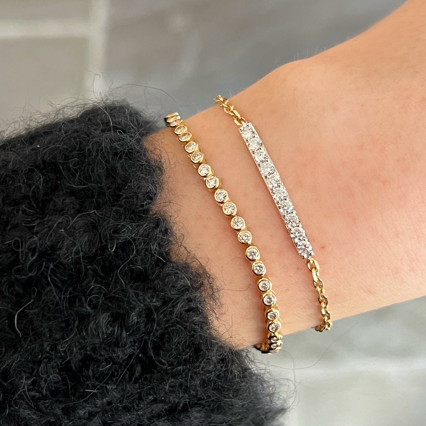 Partial Bezel Set Diamond Tennis Bracelet