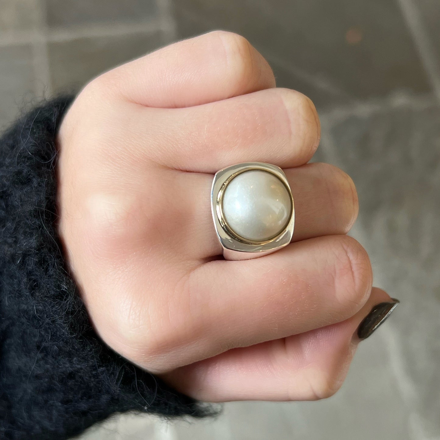 Mabe Pearl Mixed Metal Ring