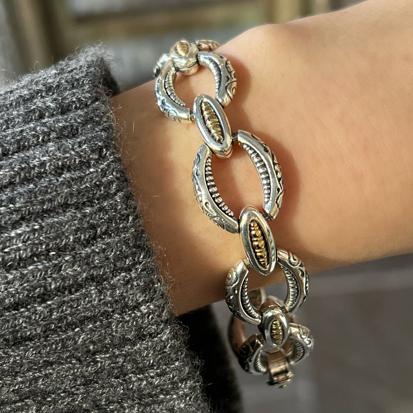 Mixed Metal Oval Link Bracelet