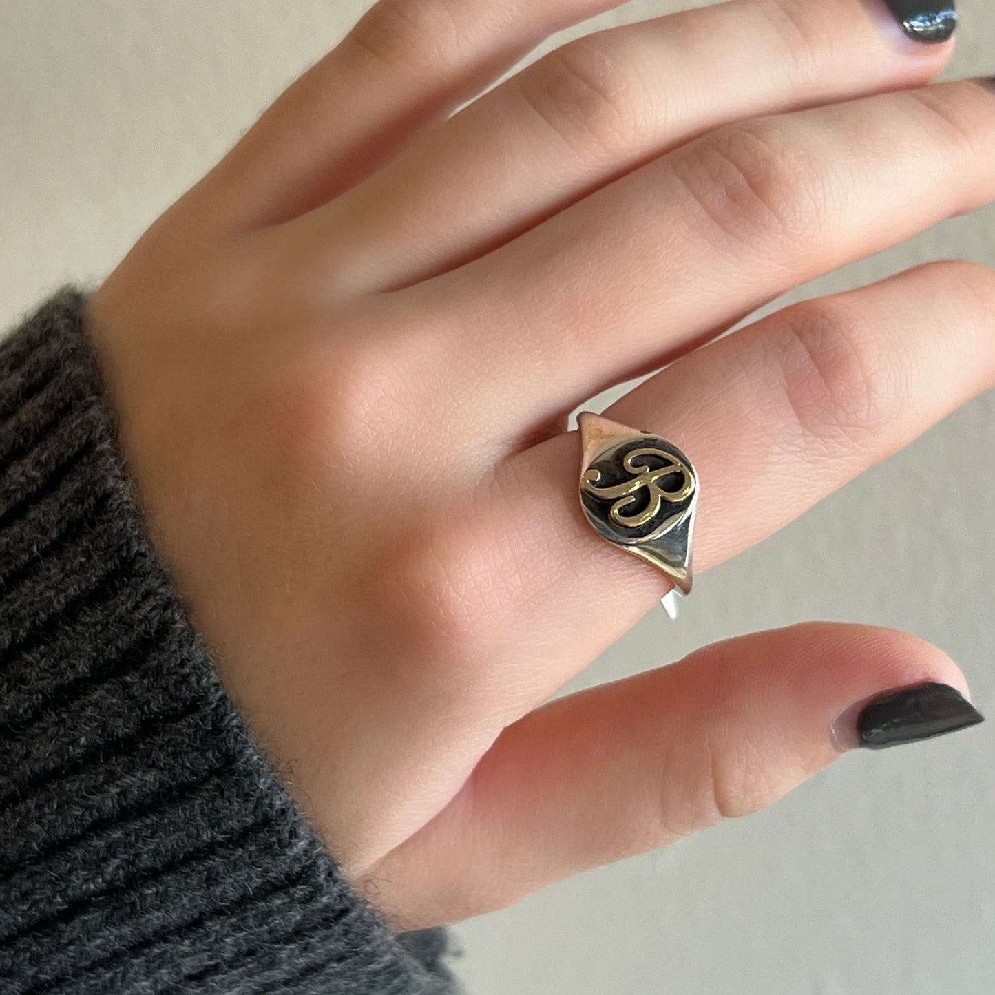 "B" Initial Signet Ring