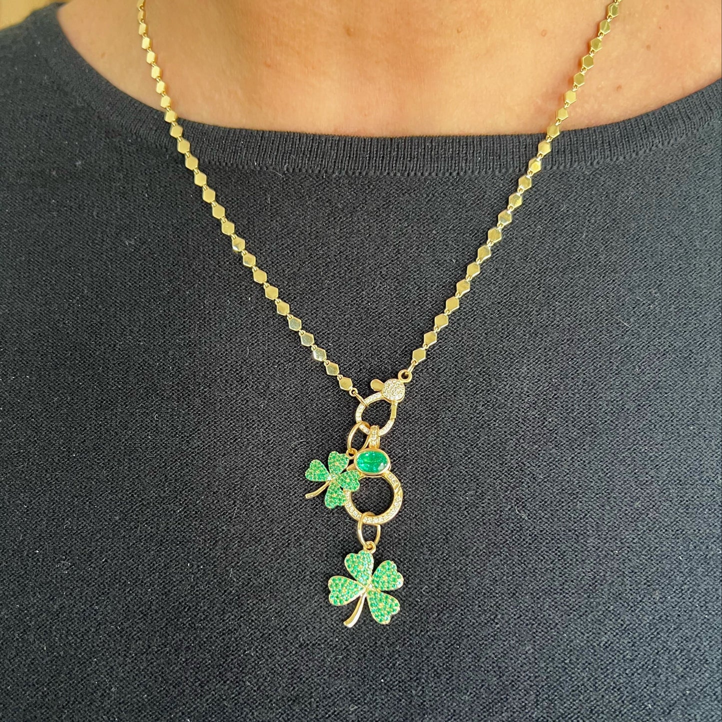 Diamond Enhancer Clasp with Emerald