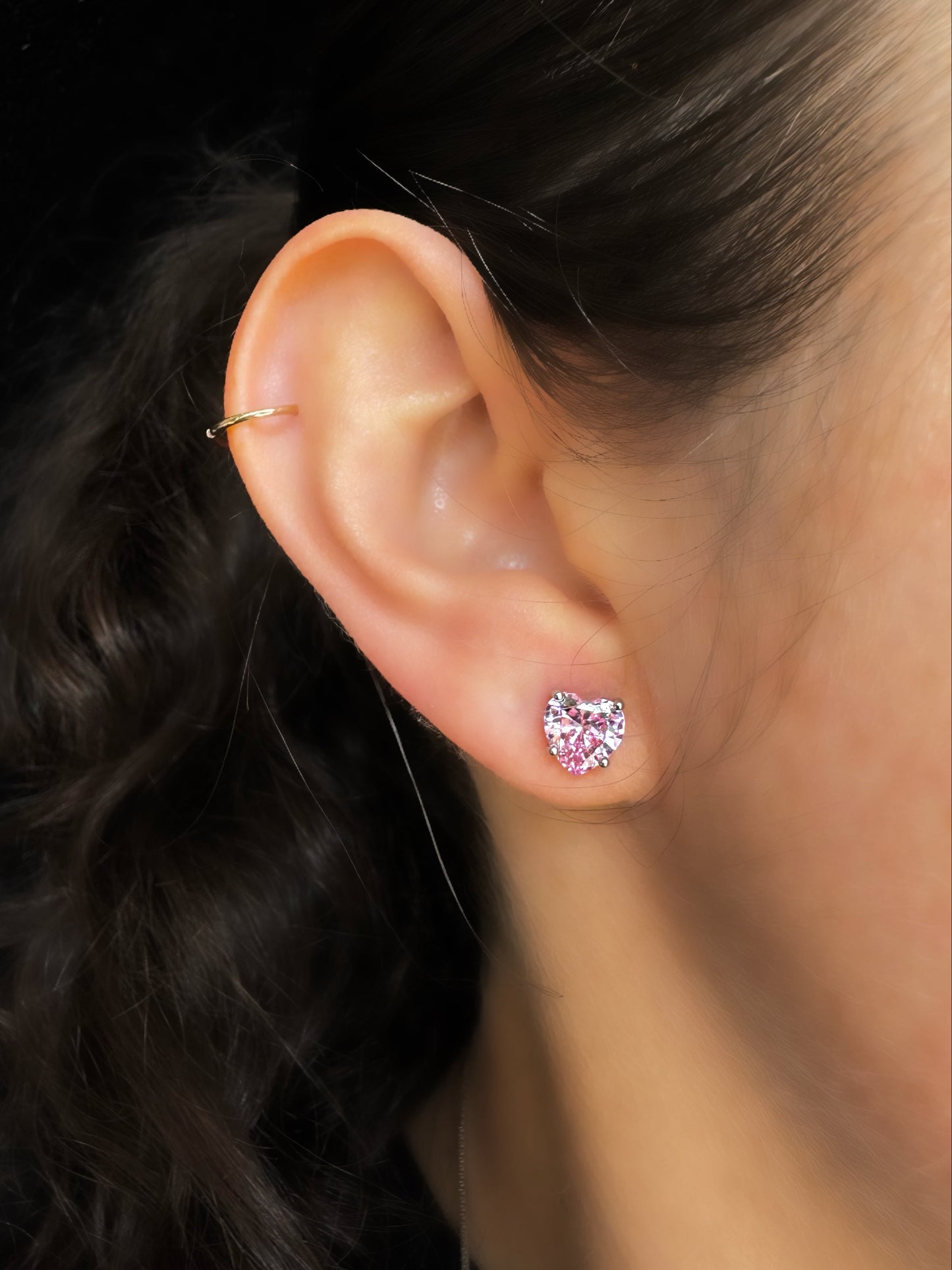 Pink Heart Stud Earrings
