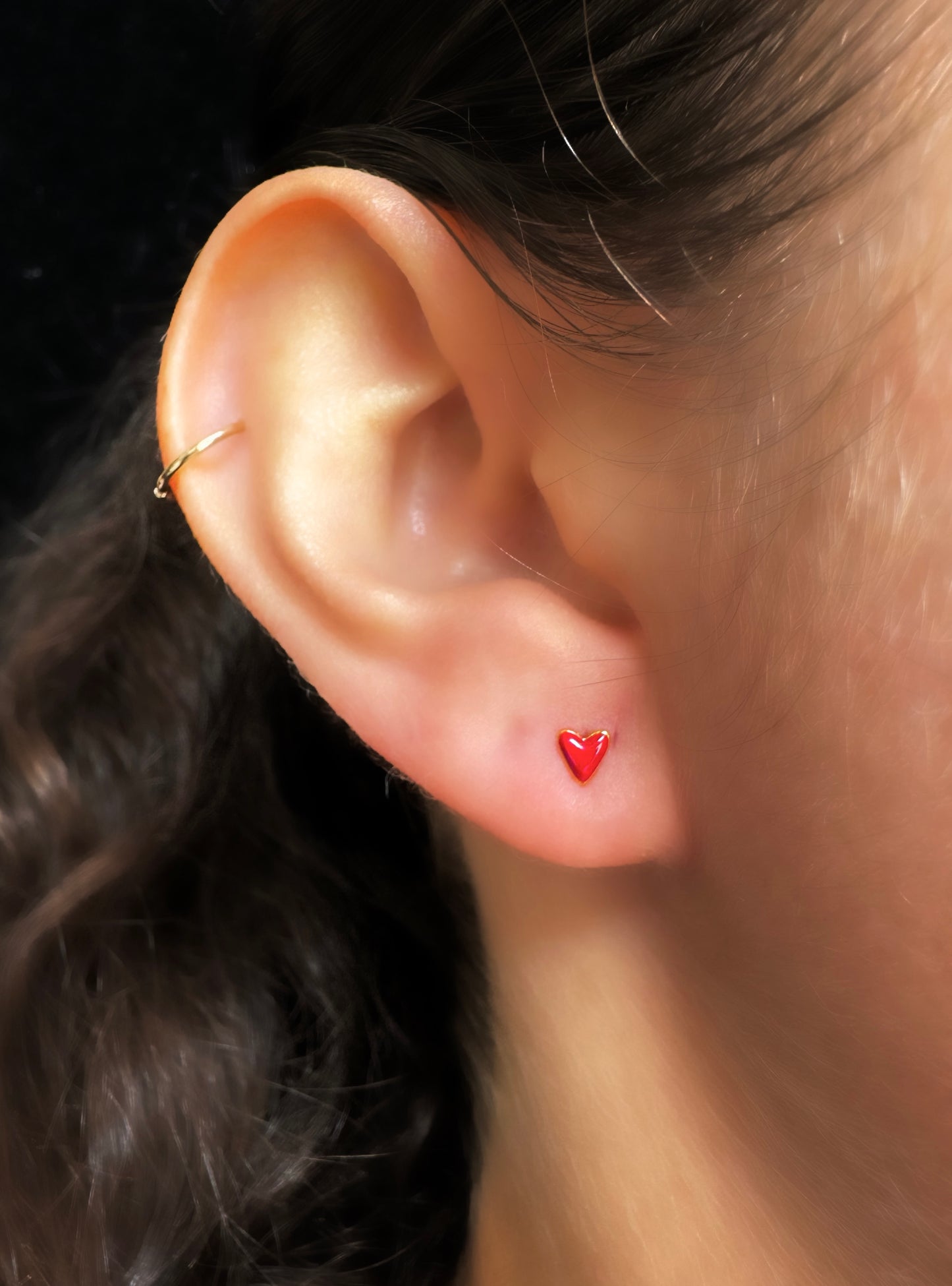 Mini Enamel Heart Studs