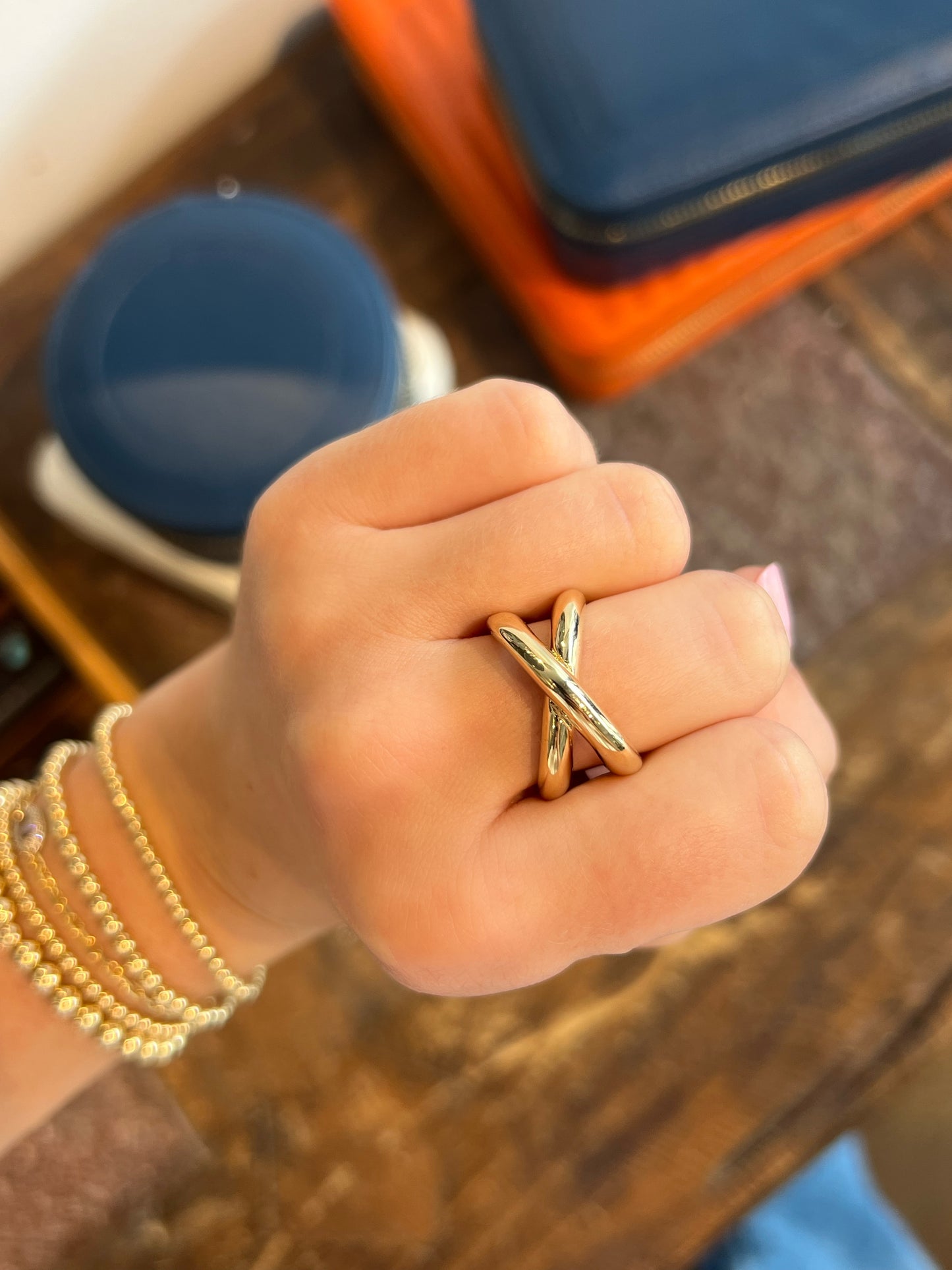 Gold Crossover Ring