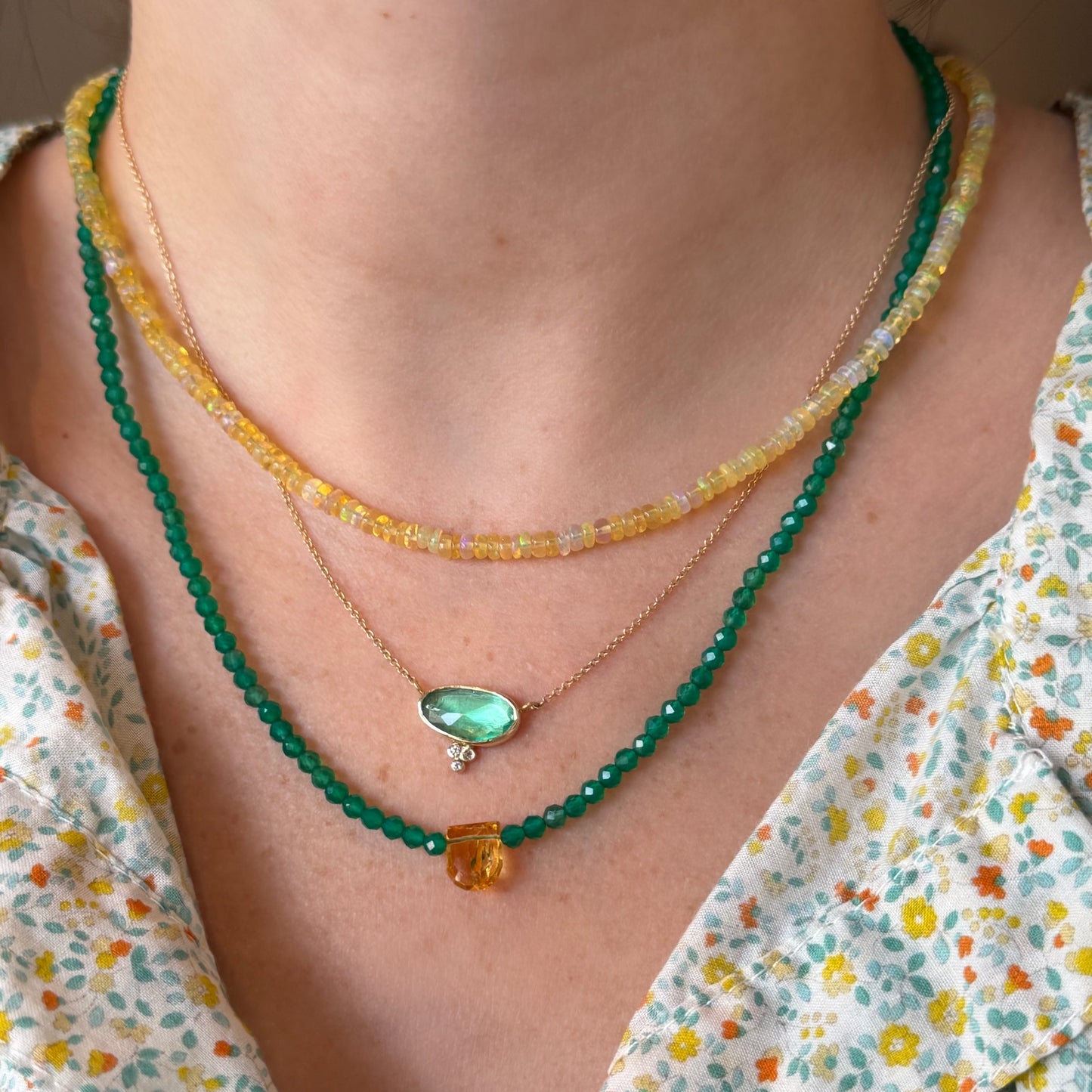 Yellow Opal Beaded Necklace
