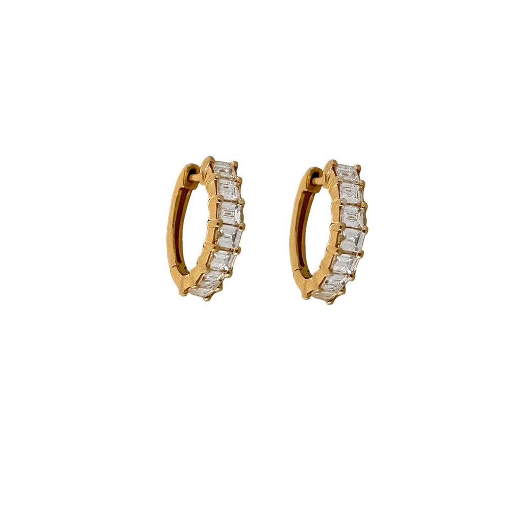 Baguette Diamond Huggie Earrings