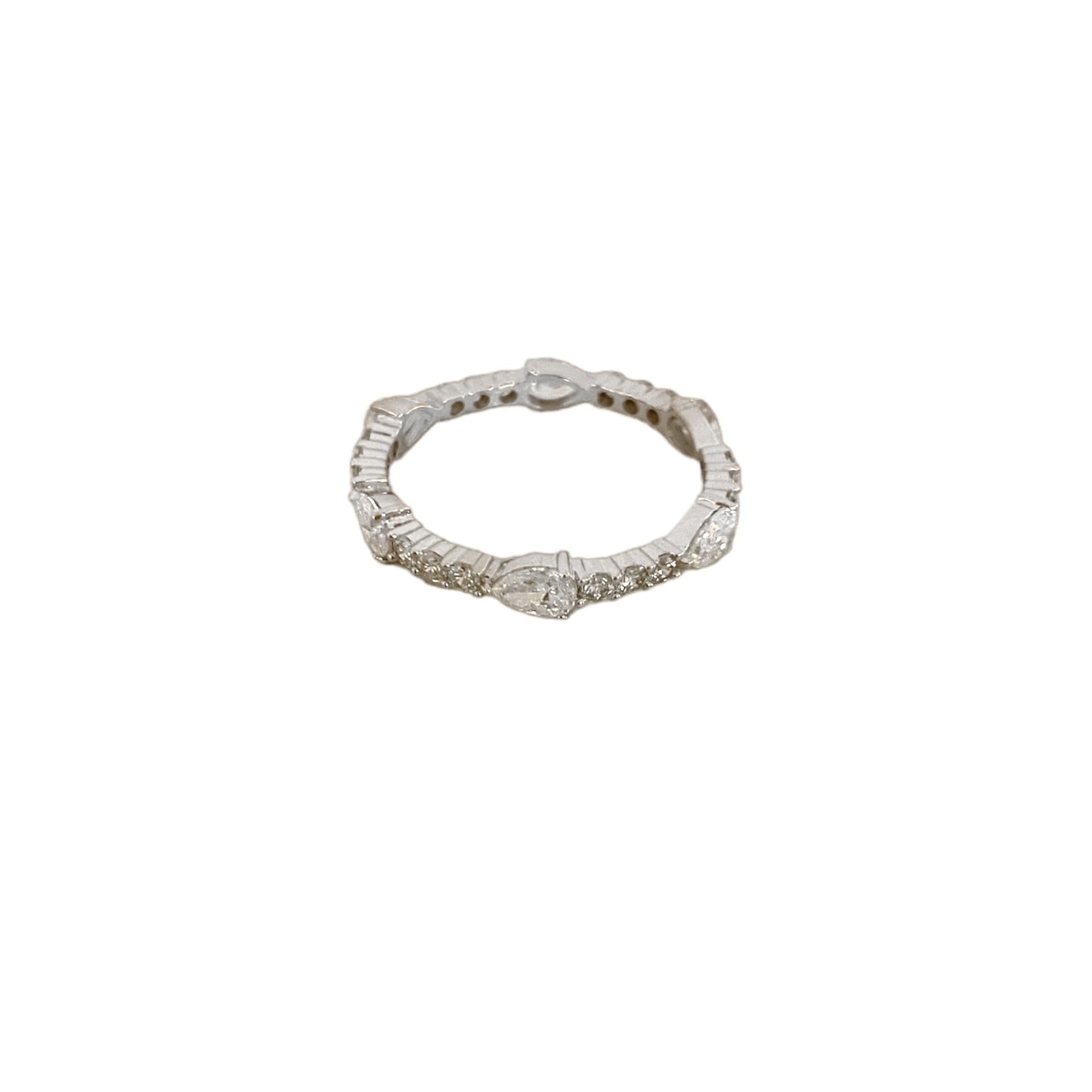 Pear Shape Diamond Station White Gold Ring