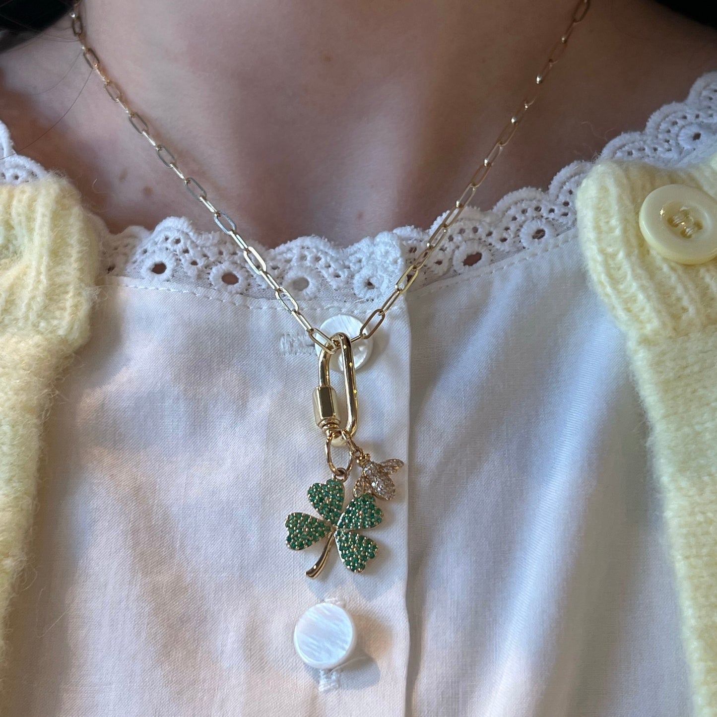 Emerald Four Leaf Clover Pendant