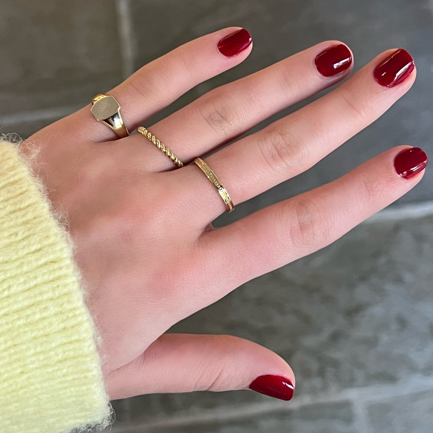Gold Beaded Stacking Ring