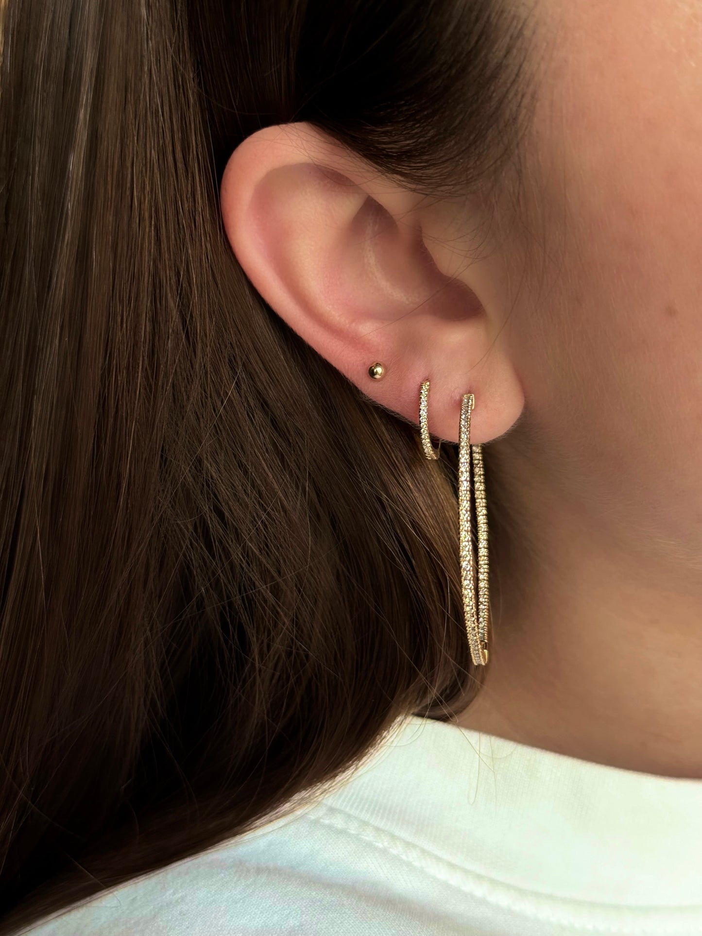 1.14 ctw Inside Out Diamond Hoops