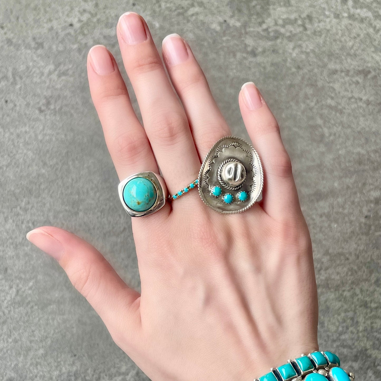 Turquoise Cabochon Mixed Metal Ring