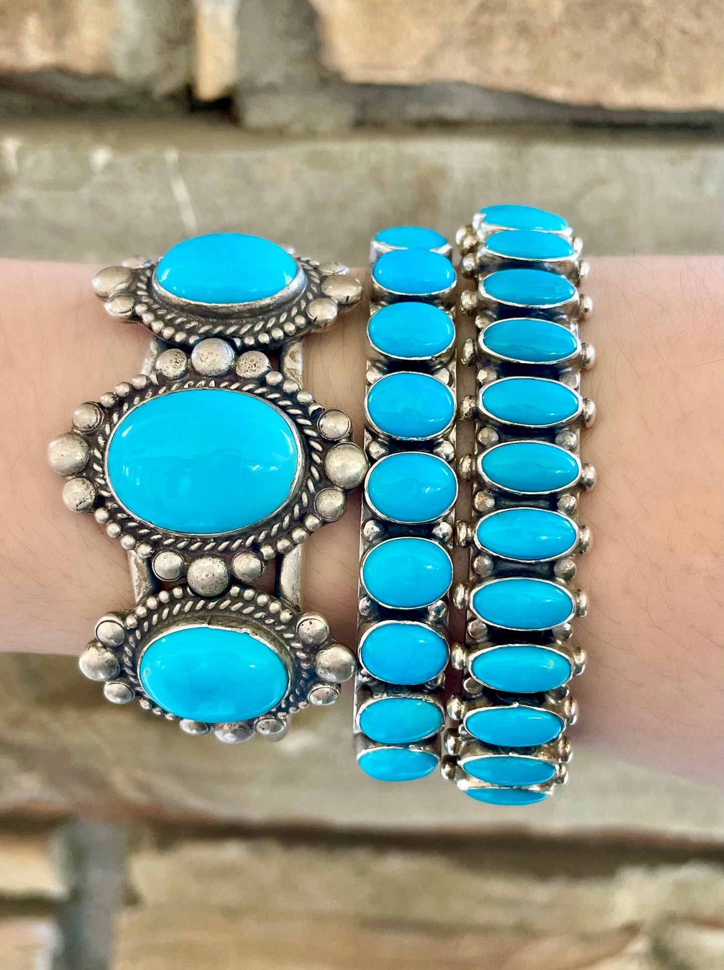 Three Stone Sleeping Beauty Turquoise Cuff