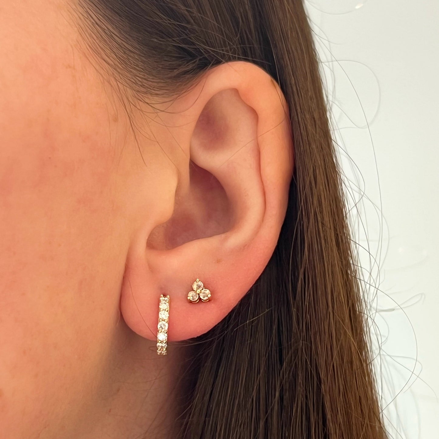 Rose Cut Diamond Trio Studs