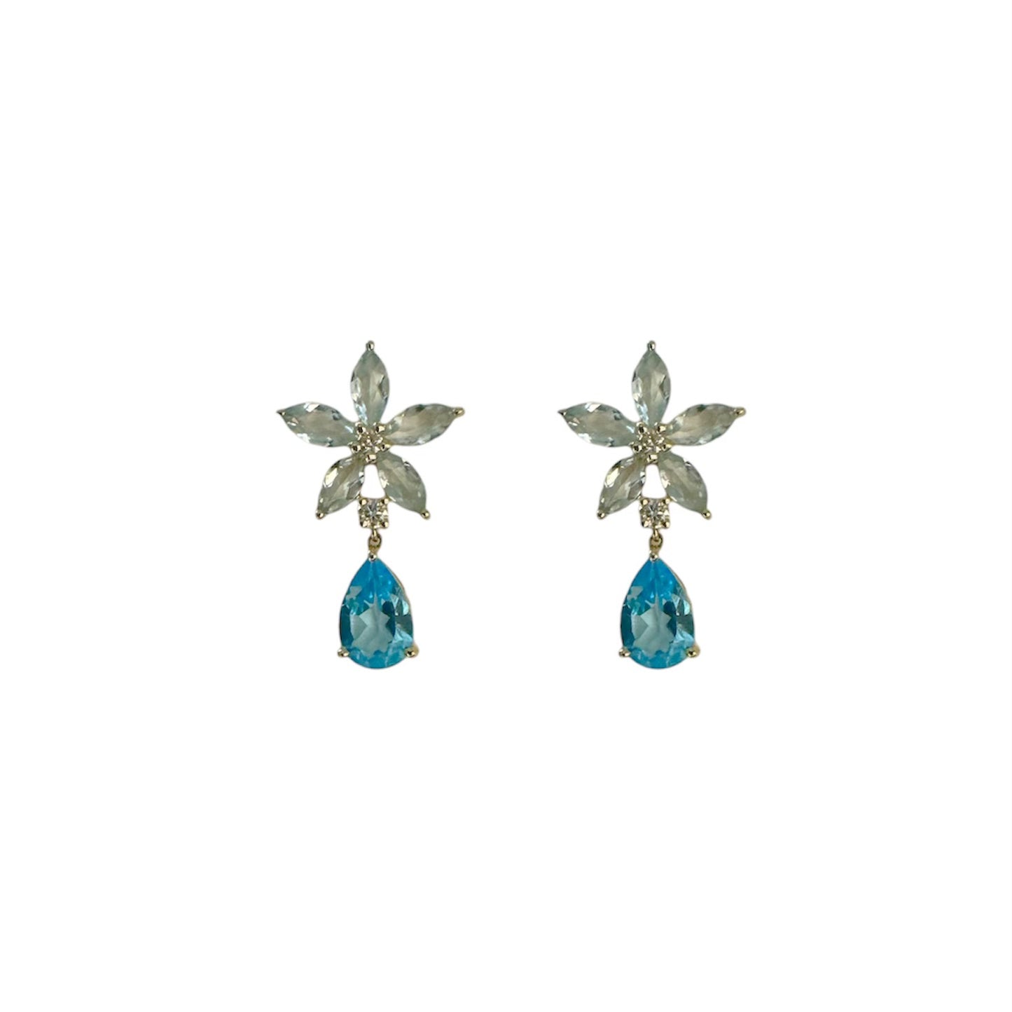 Flower & Dangle Topaz Earring