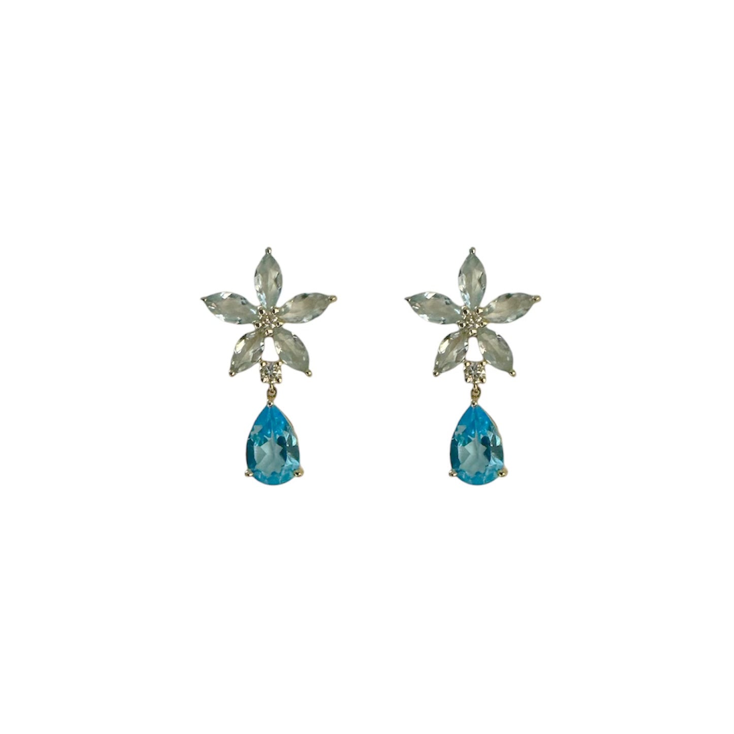 Flower & Dangle Topaz Earring