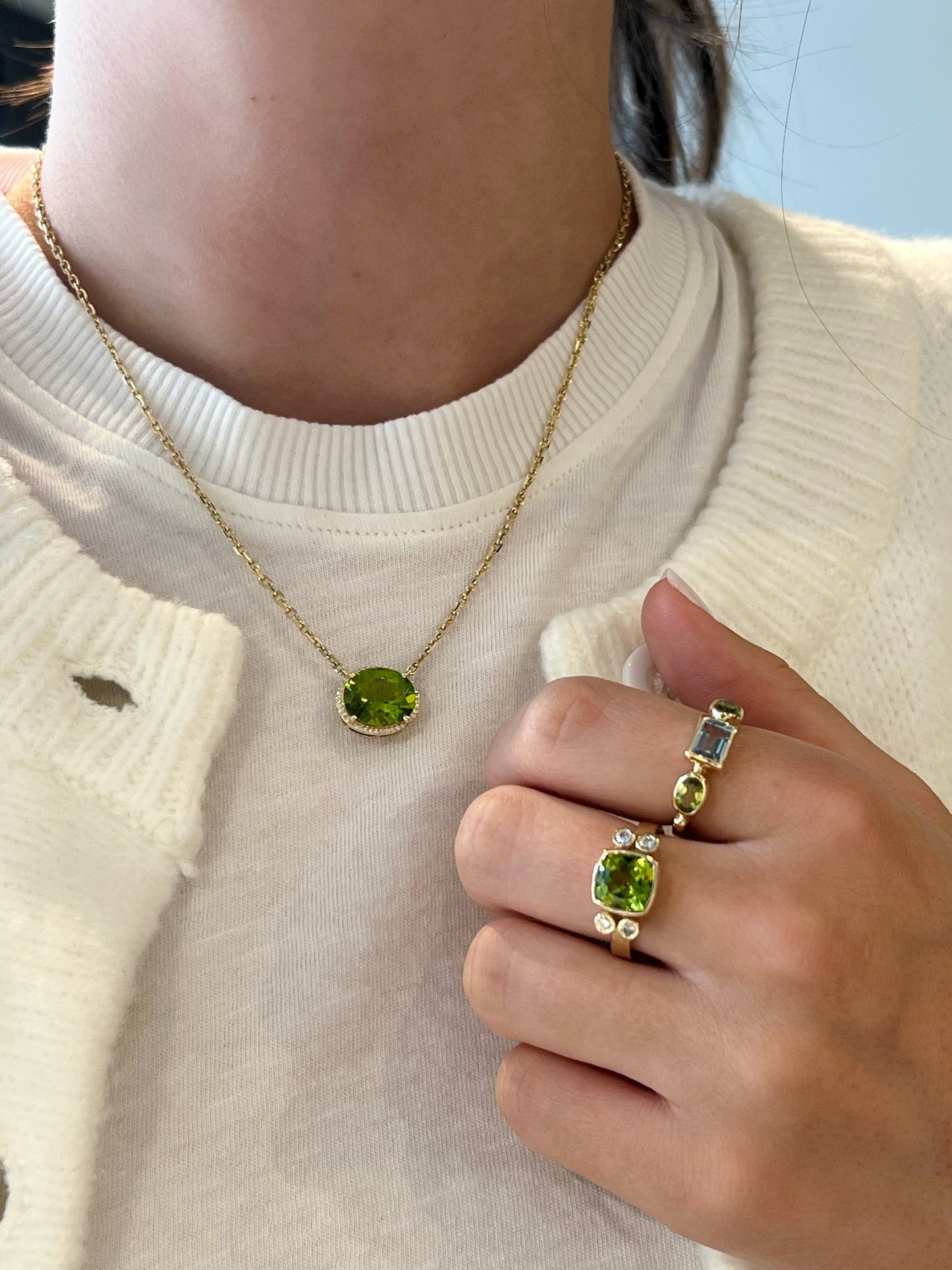 Peridot and Diamond Accent Ring