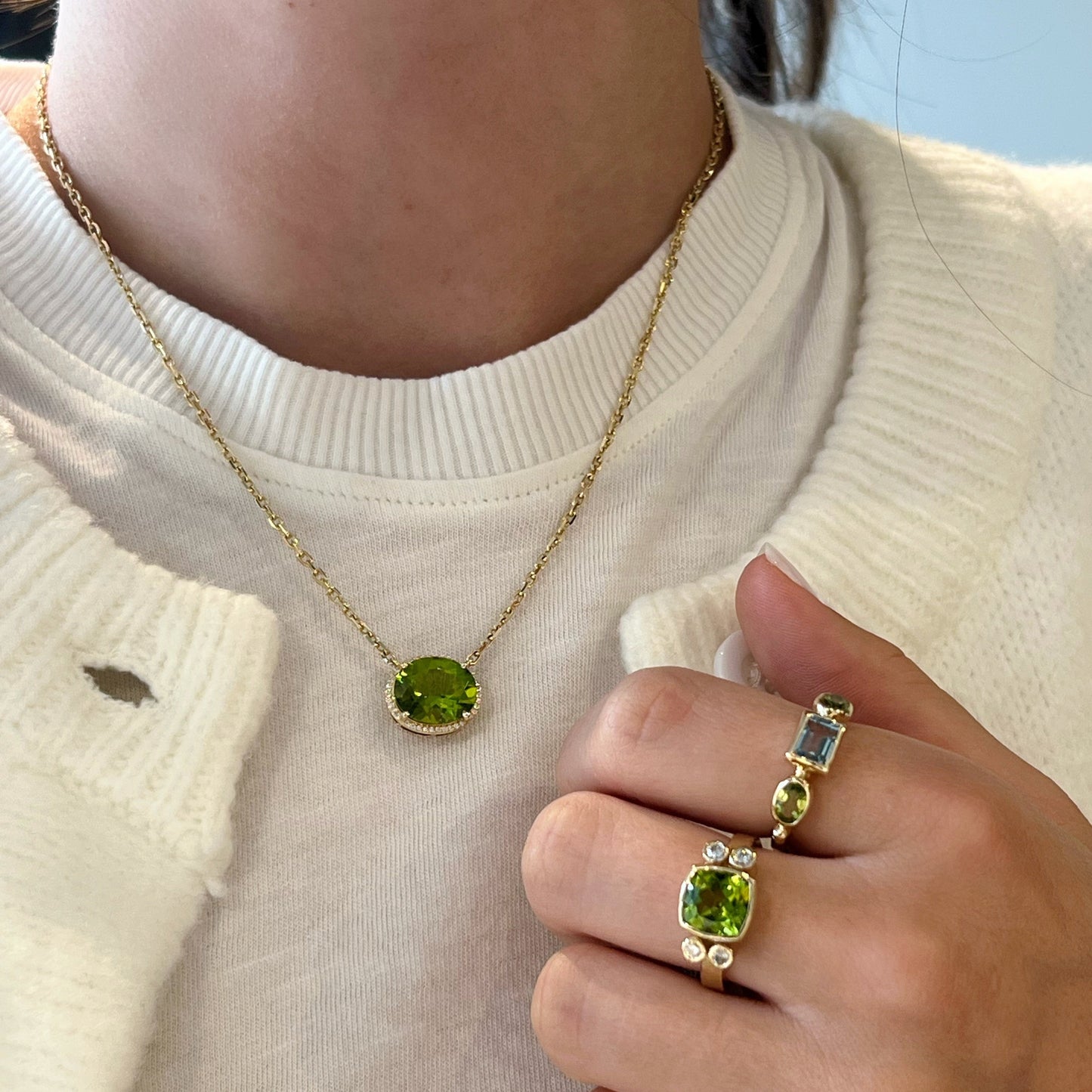 Blue Topaz & Peridot Ring