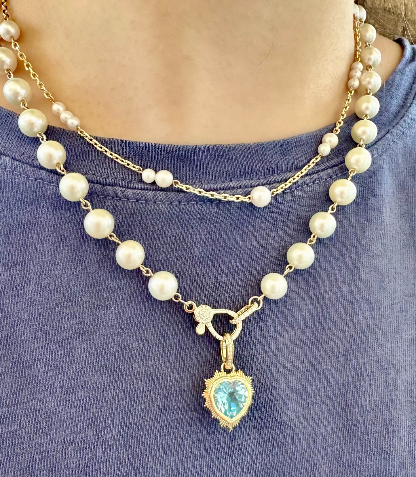 Pearl Necklace with Diamond Clasp