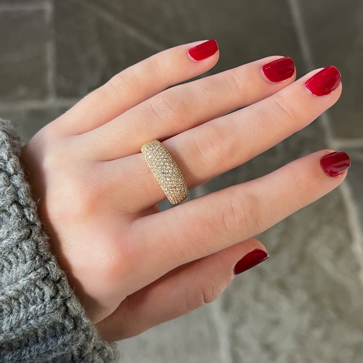 Rows of Pave Diamond Ring