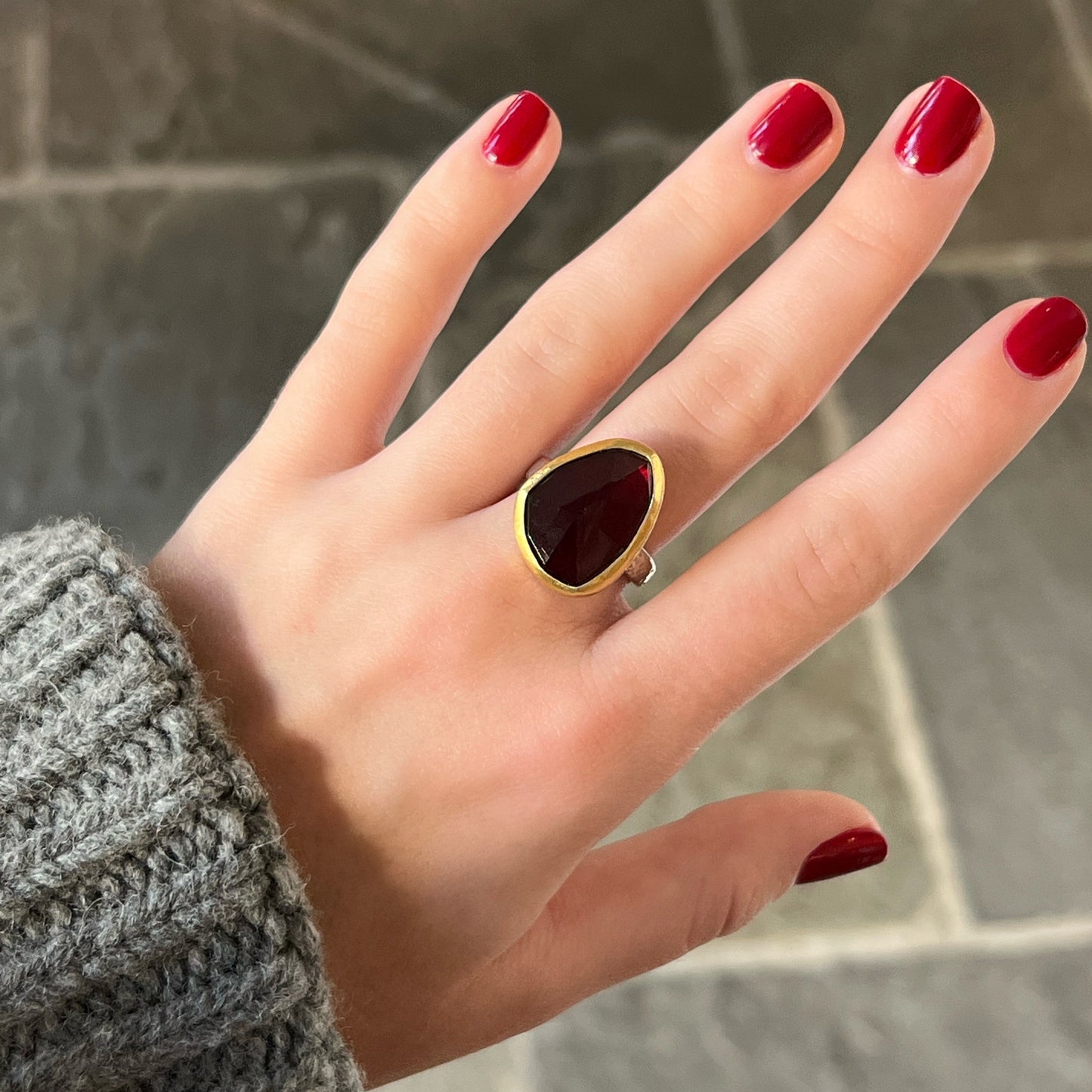 Organic Elements Amorphous Garnet Ring