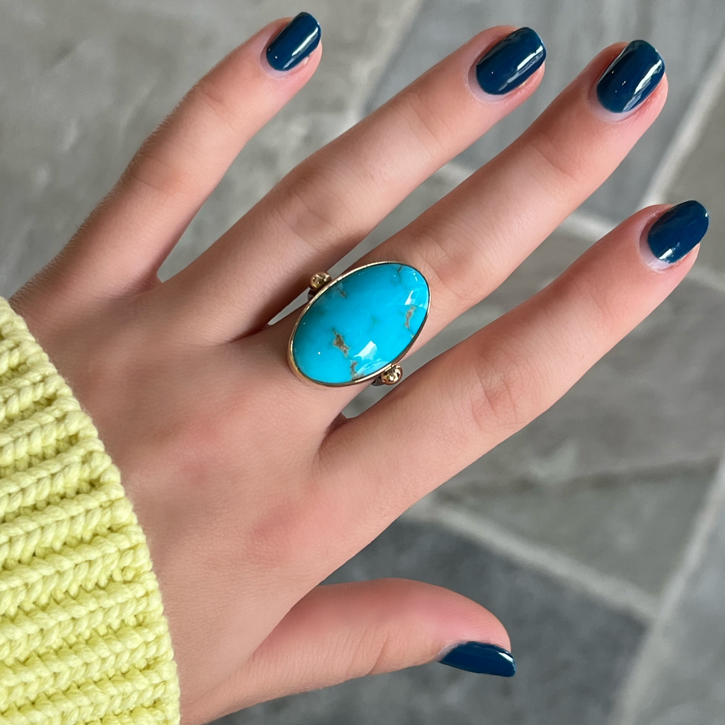 Mixed Metal Campitos Turquoise Cabochon Ring