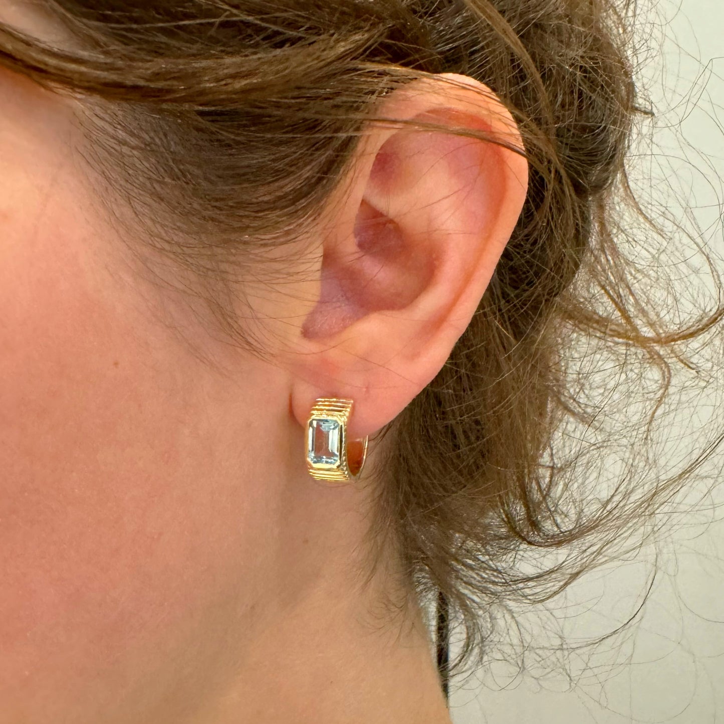 Blue Topaz Chunky Huggie Earrings