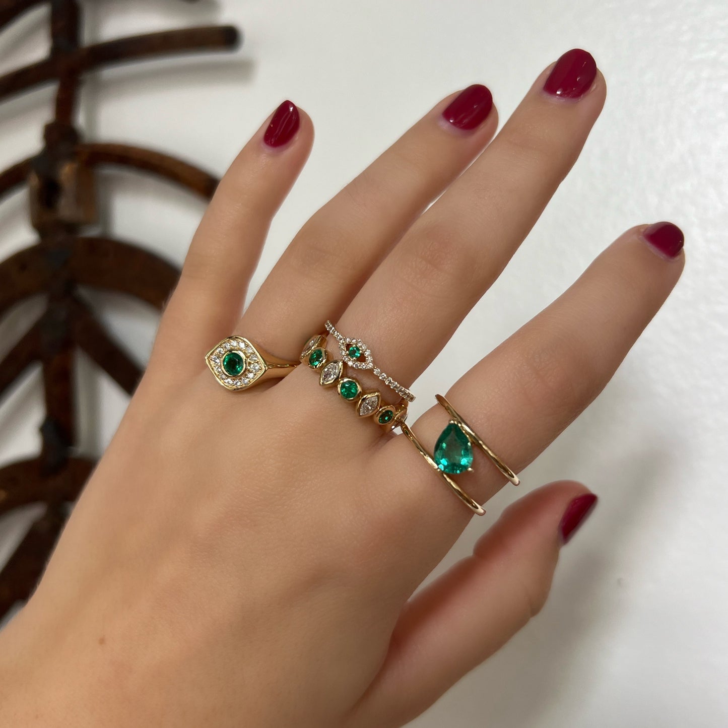 Emerald Evil Eye Ring