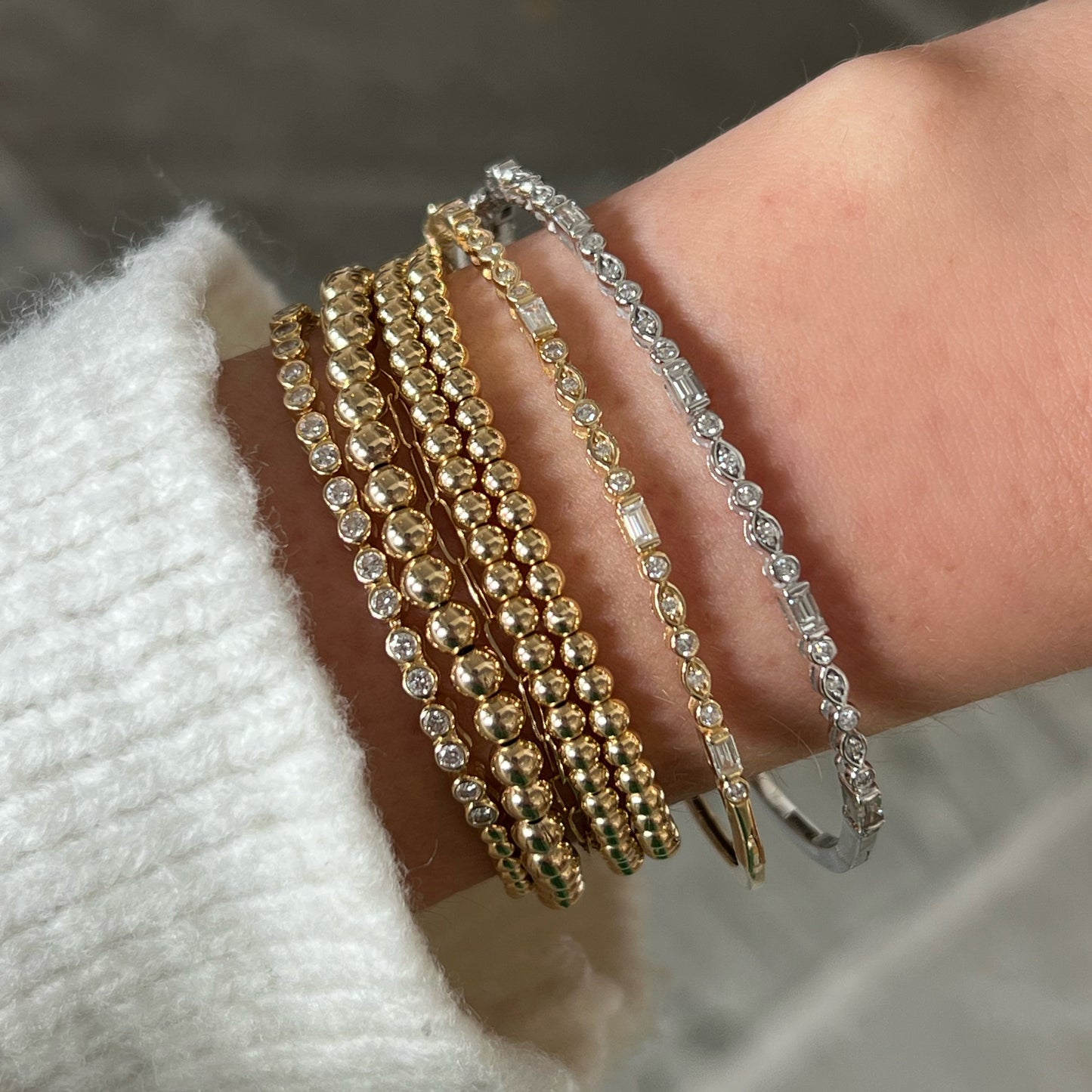 Partial Bezel Set Diamond Tennis Bracelet