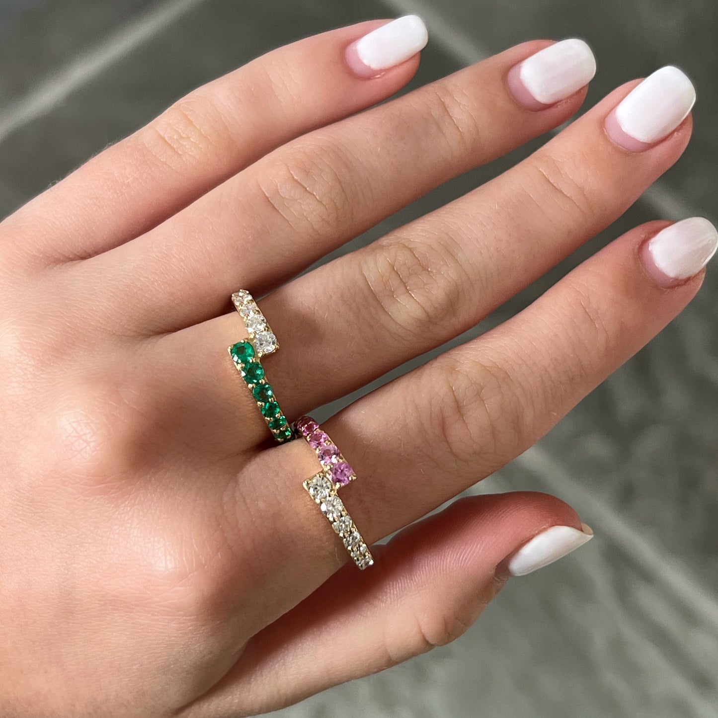 Emerald & Diamond Bypass Ring