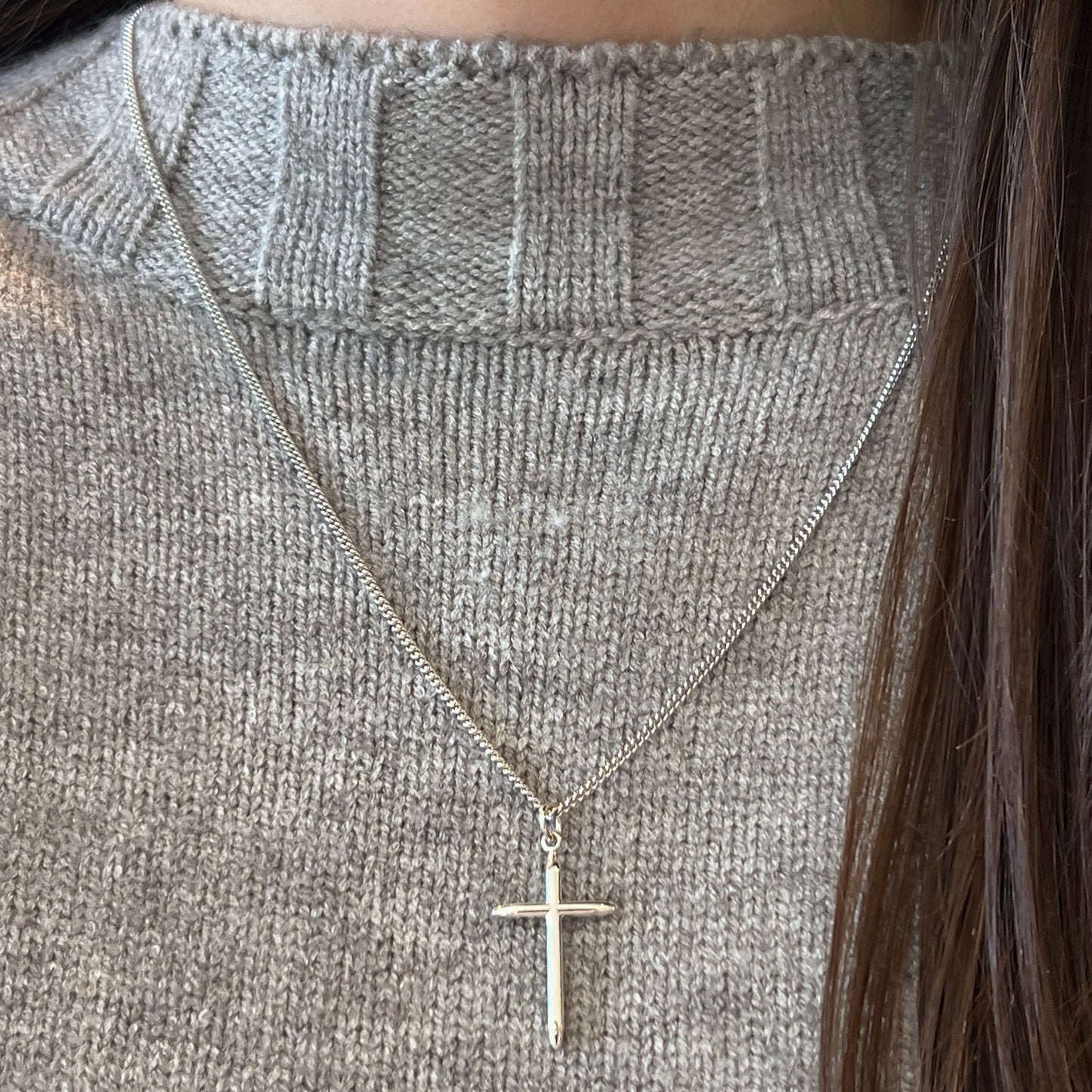 Silver Cross & Curb Chain Necklace