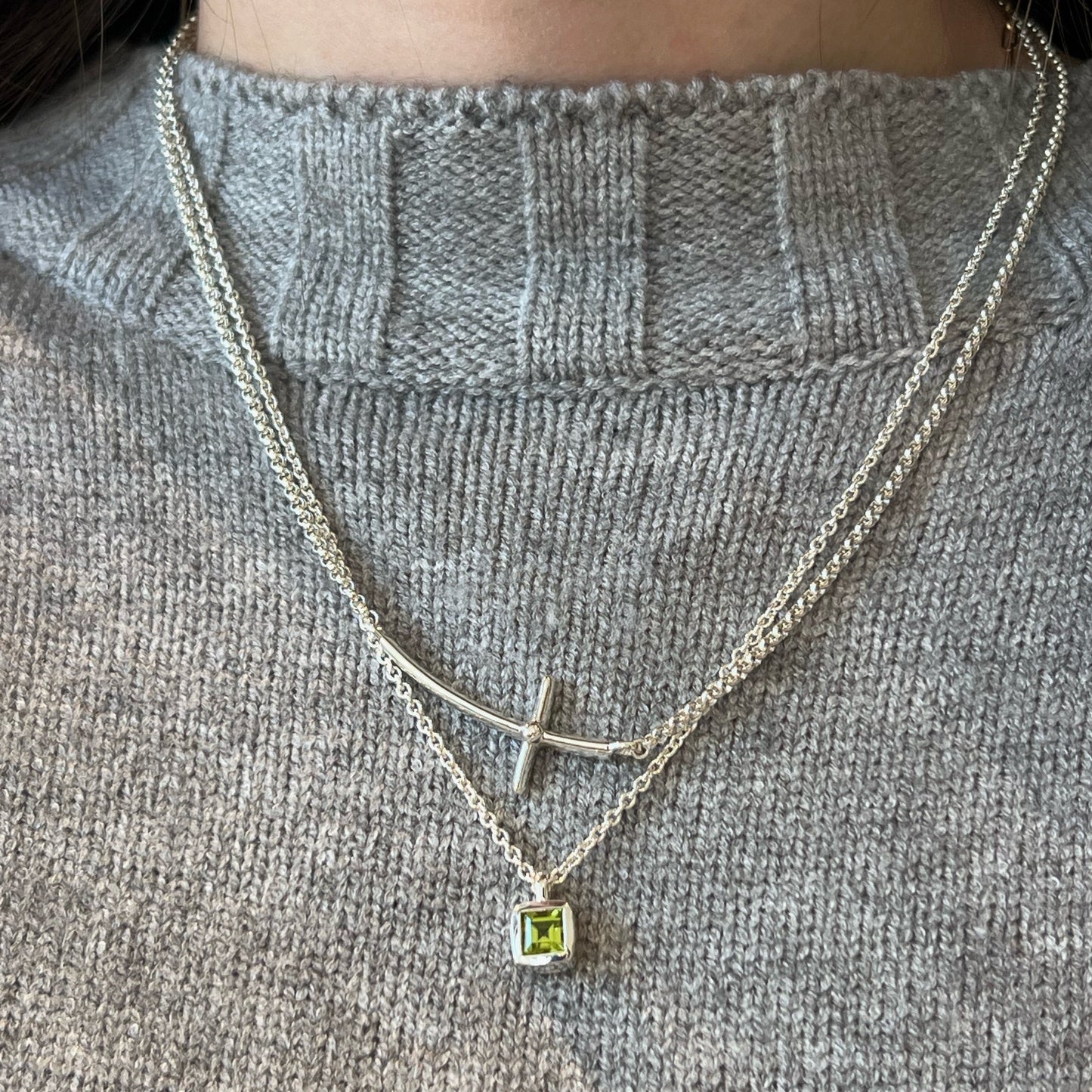 Peridot Cube Necklace