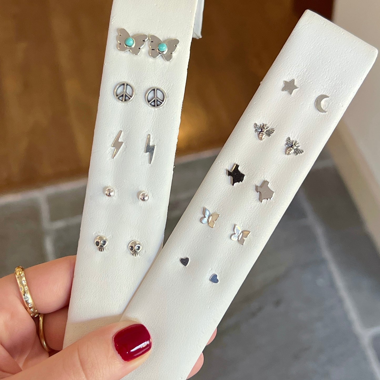 Mini Silver Skull Studs