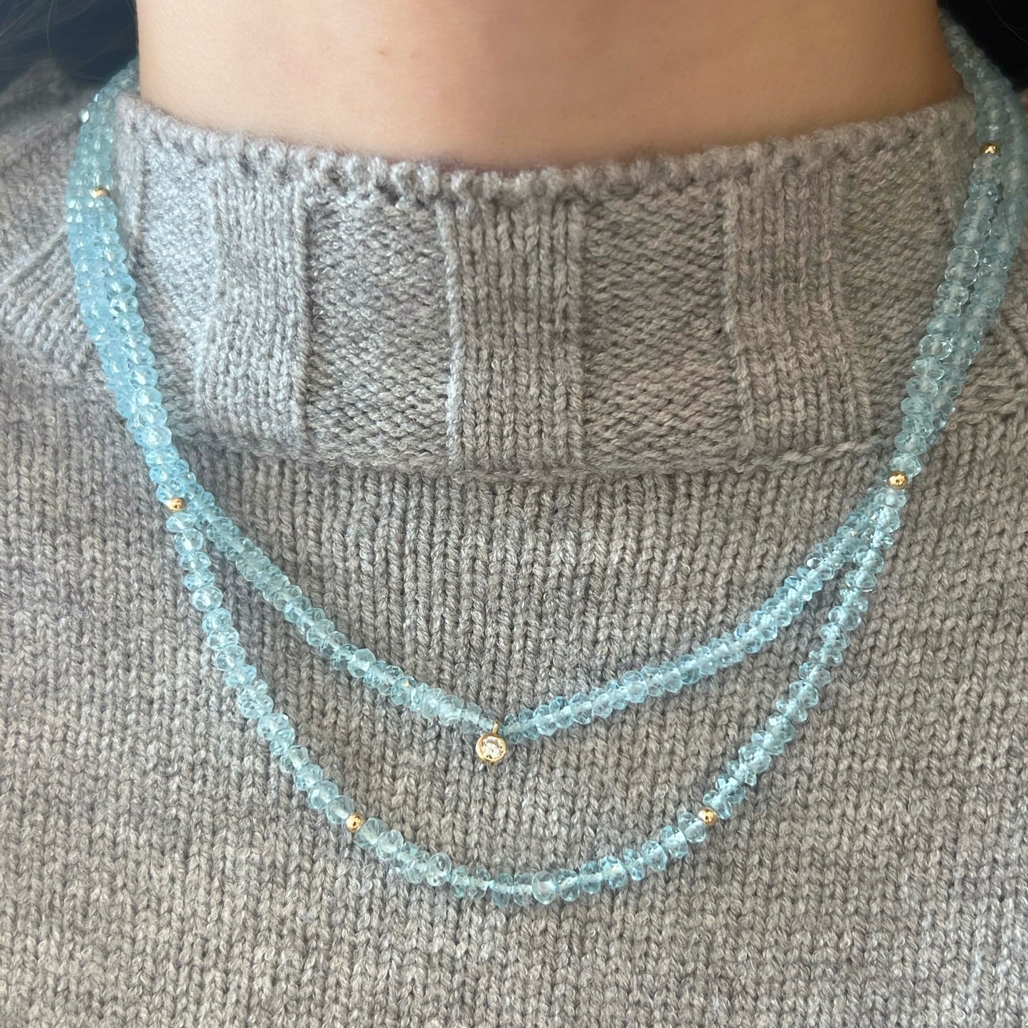 Sky Blue Topaz Beaded Necklace