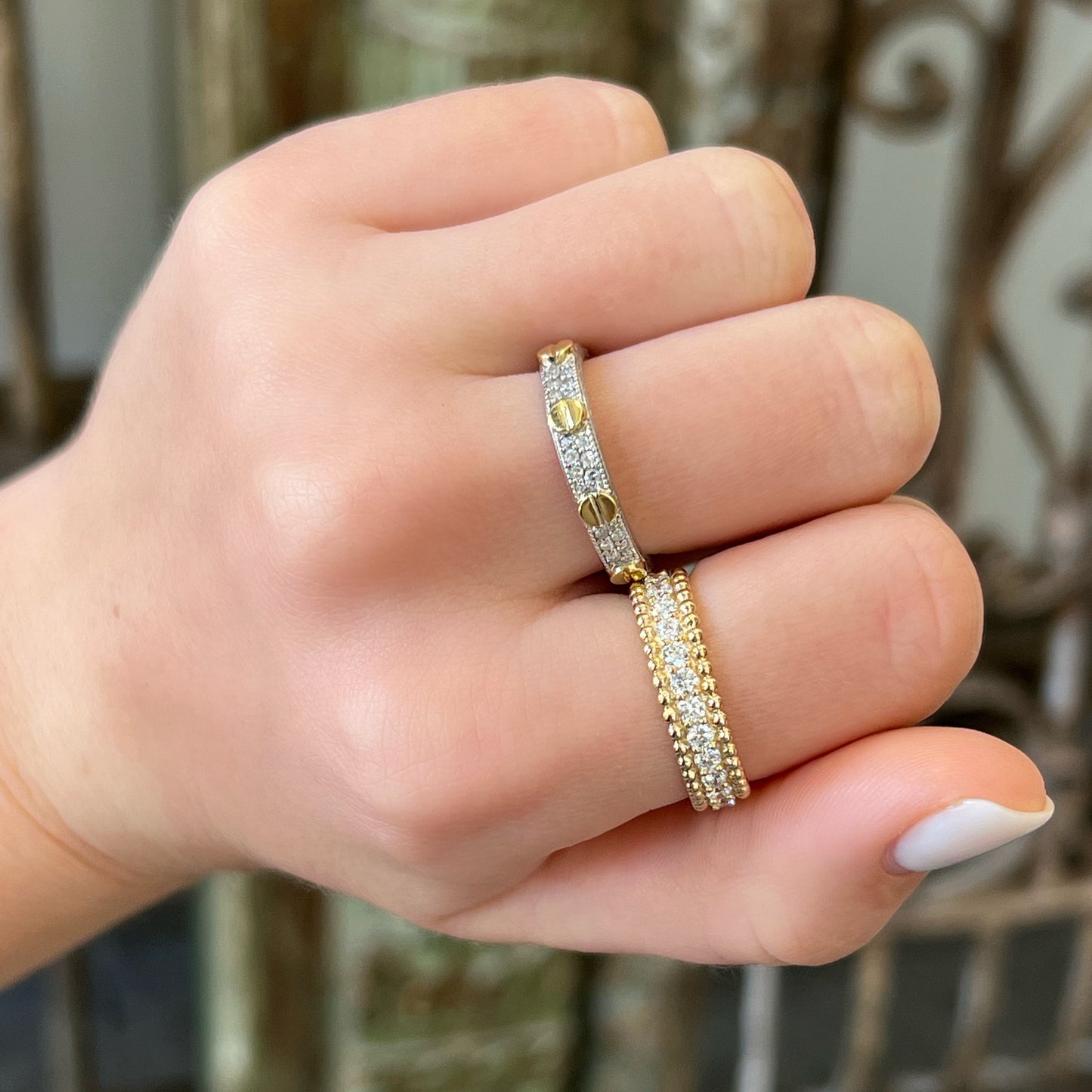 Diamond and Ball Band Ring