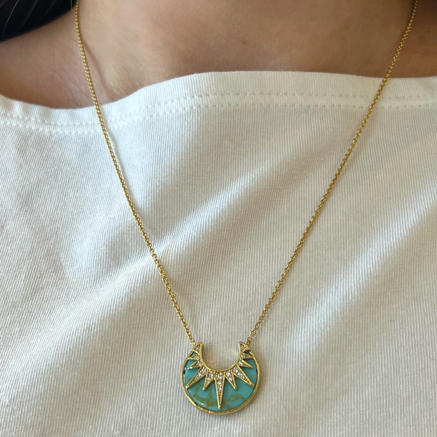 Turquoise Sunburst Pendant Necklace