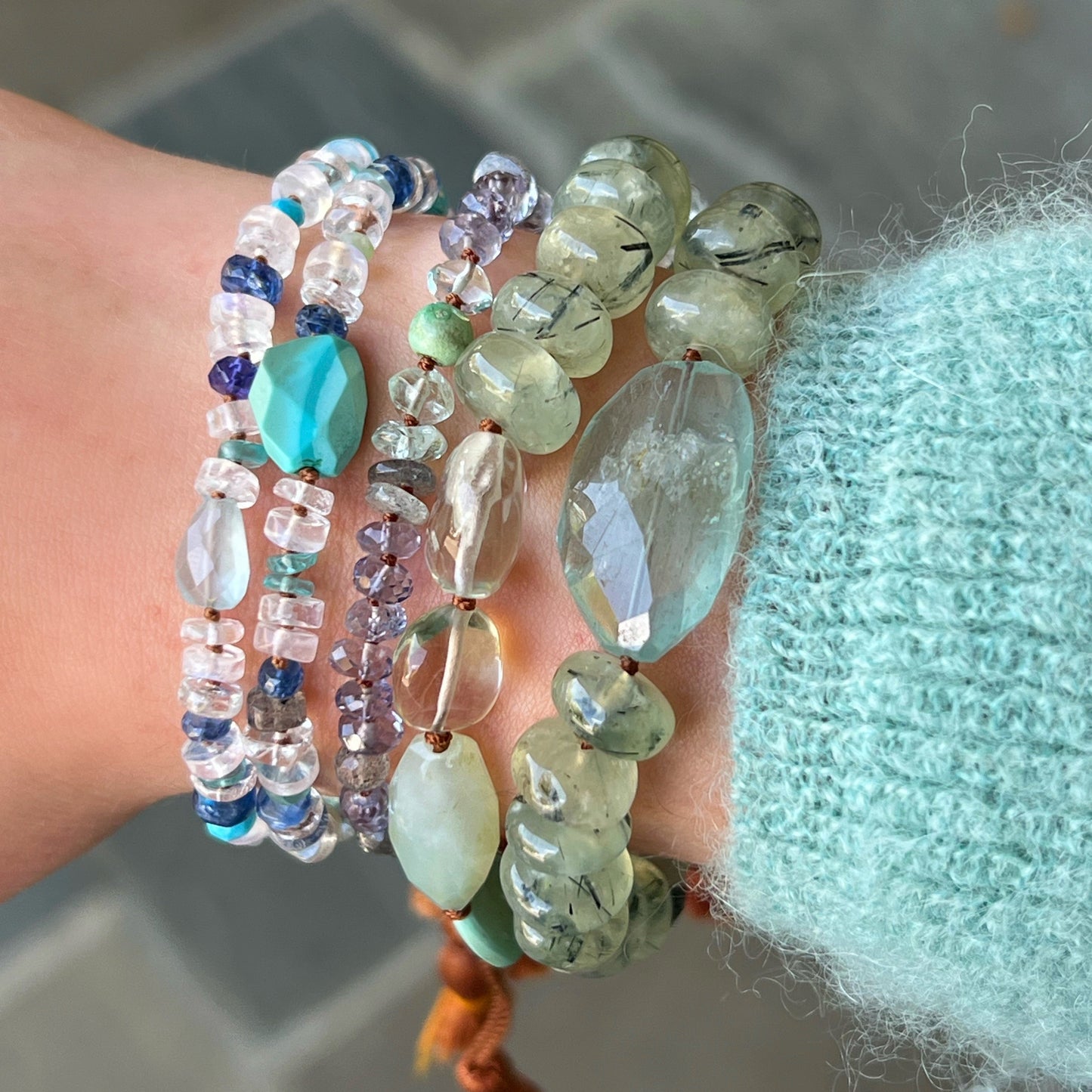Rainbow Moonstone, Tanzanite & Turquoise Accent Bracelet