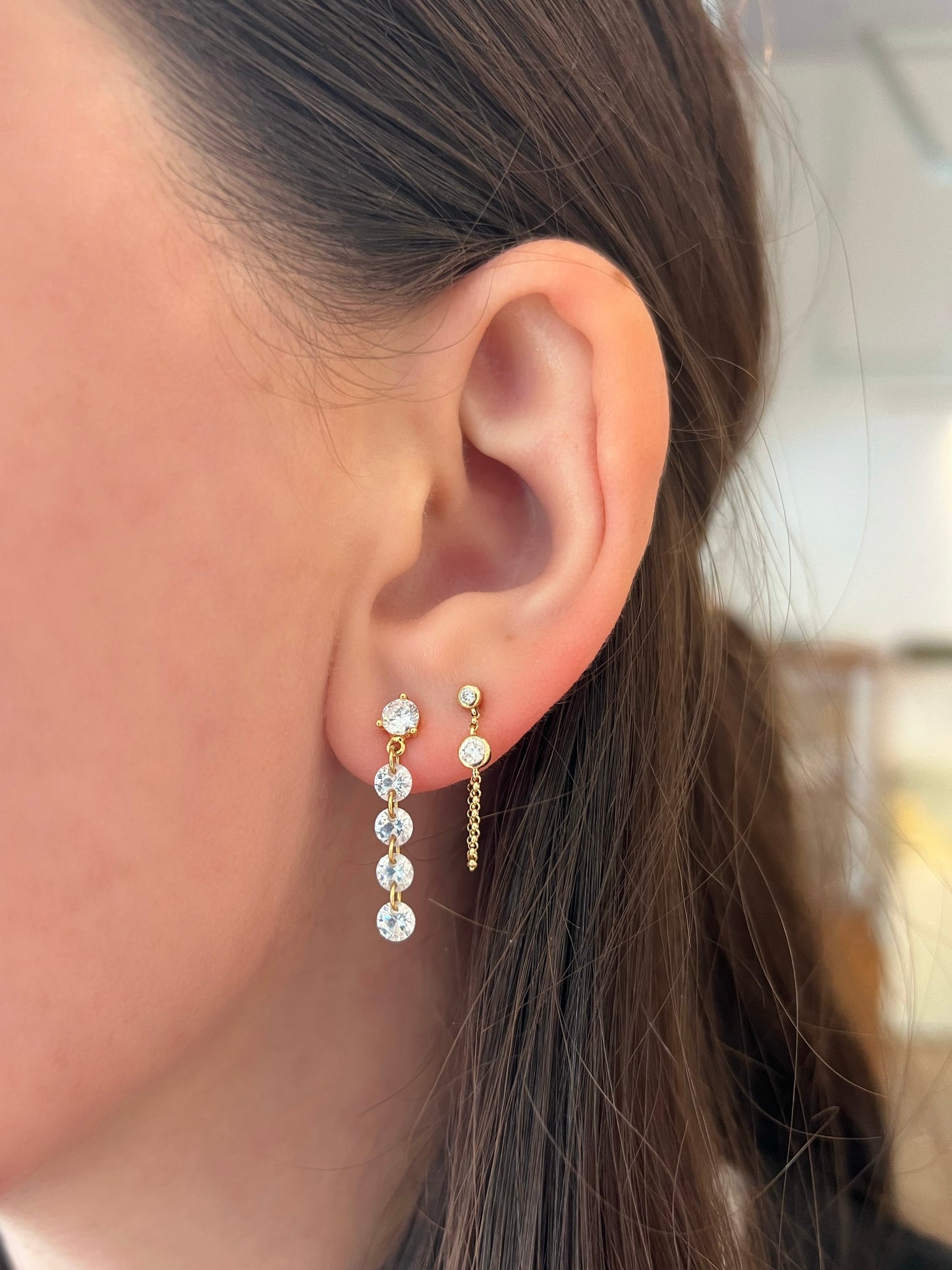 Floating Linear CZ Drop Earrings
