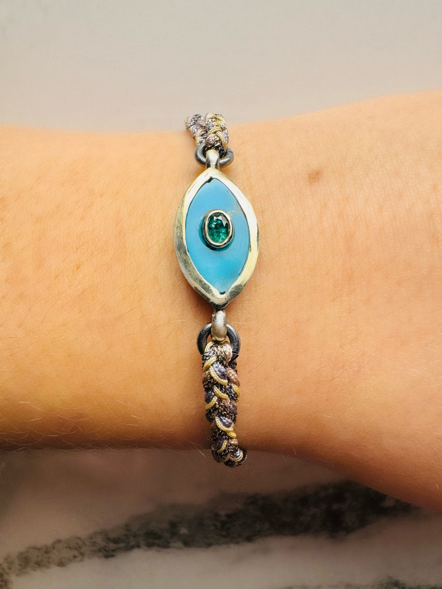 Turquoise and Emerald Mini Evil Eye Bracelet
